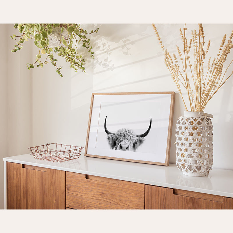 Peeking Cow BW / Framed Print - Sisi And Seb - Framed Prints Sisi And Seb