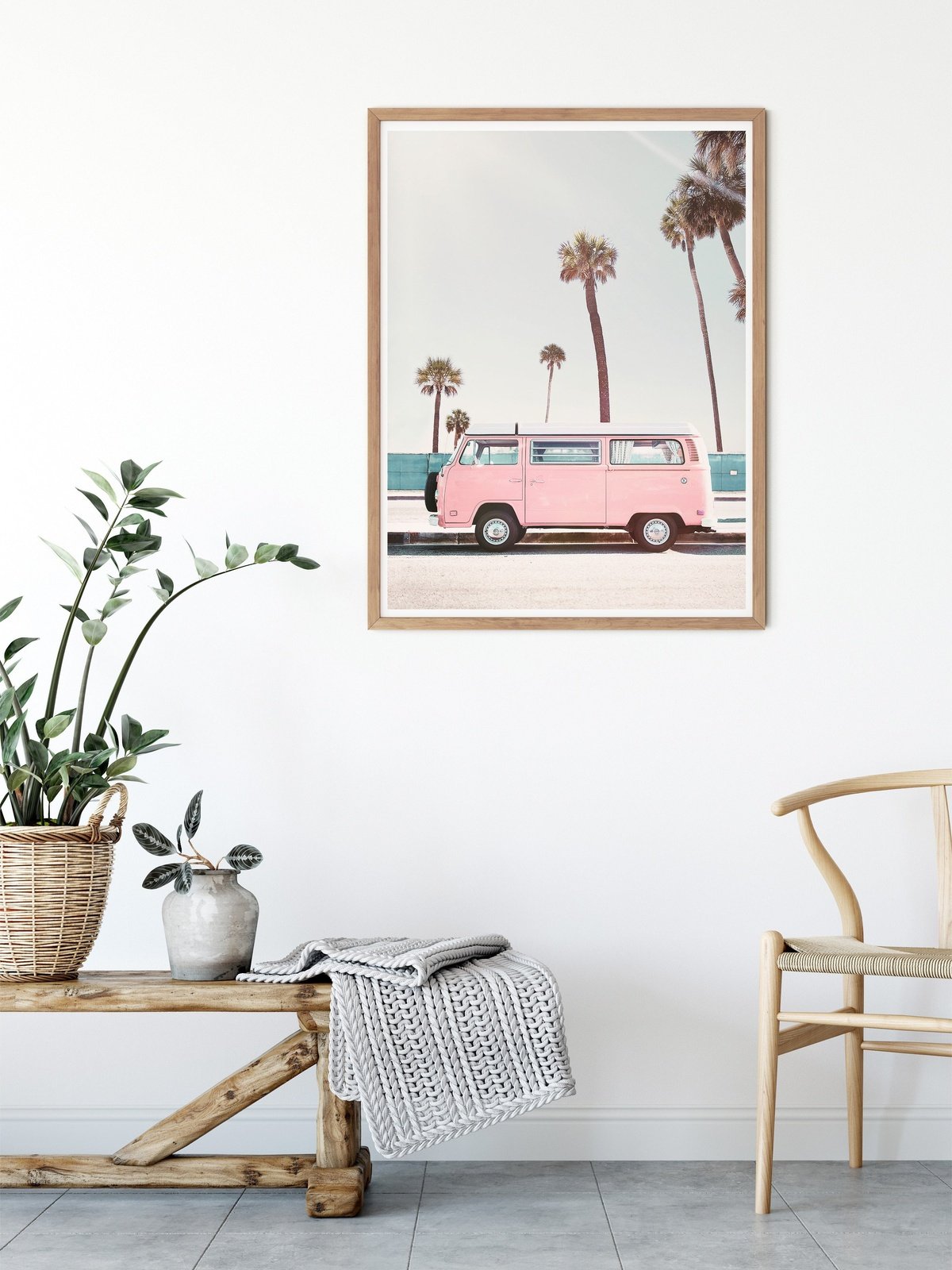 Pink Surfer Van Art Print