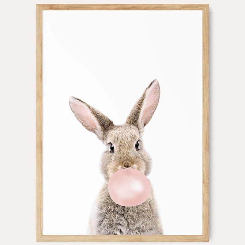 a picture of a rabbit with a bubble in its mouth