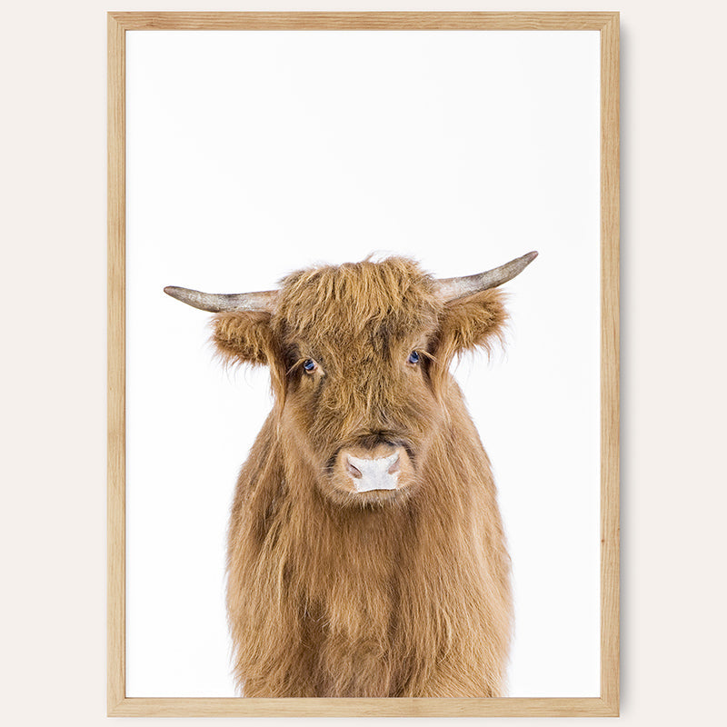 a picture of a yak in a wooden frame