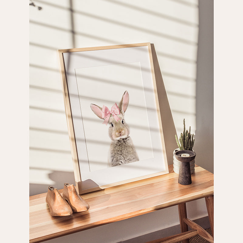 Blush Bow Bunny / Art Print