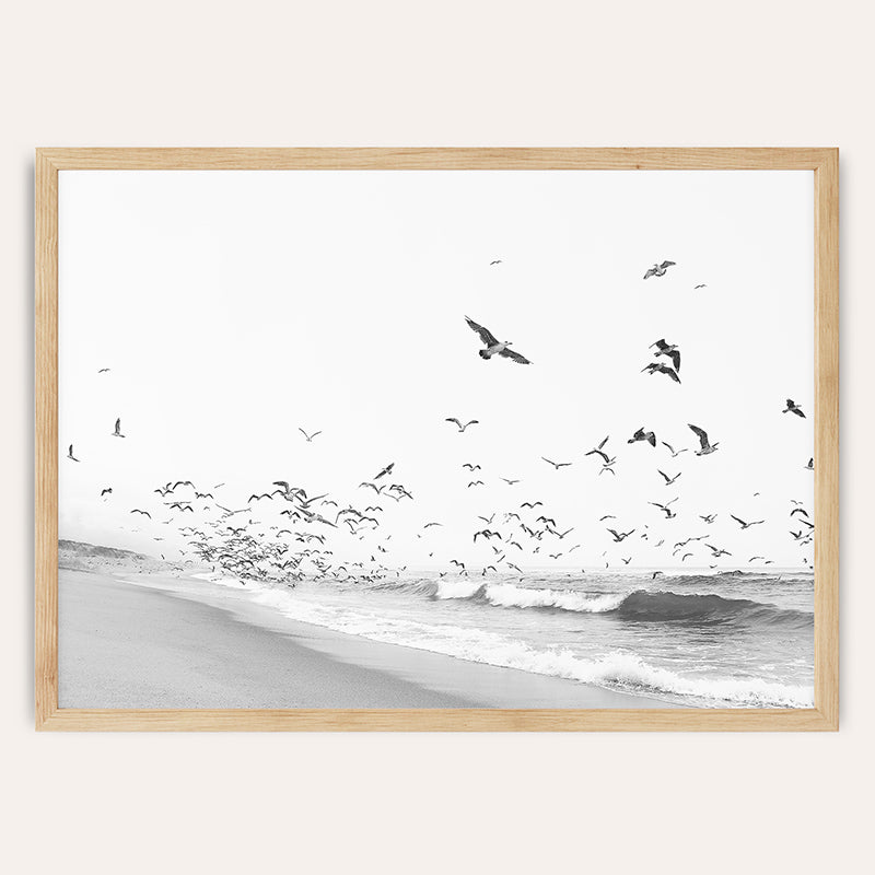 Eternal Seascape Flight BW / Framed Print - Sisi And Seb - Framed Prints