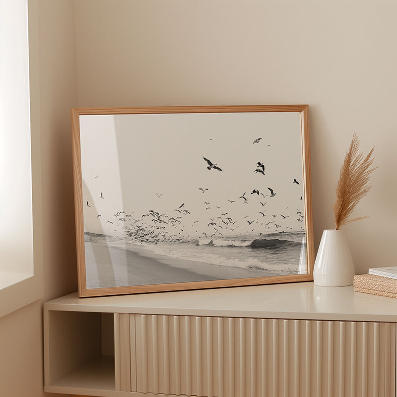 Eternal Seascape Flight BW / Art Print - Sisi And Seb - Art Prints