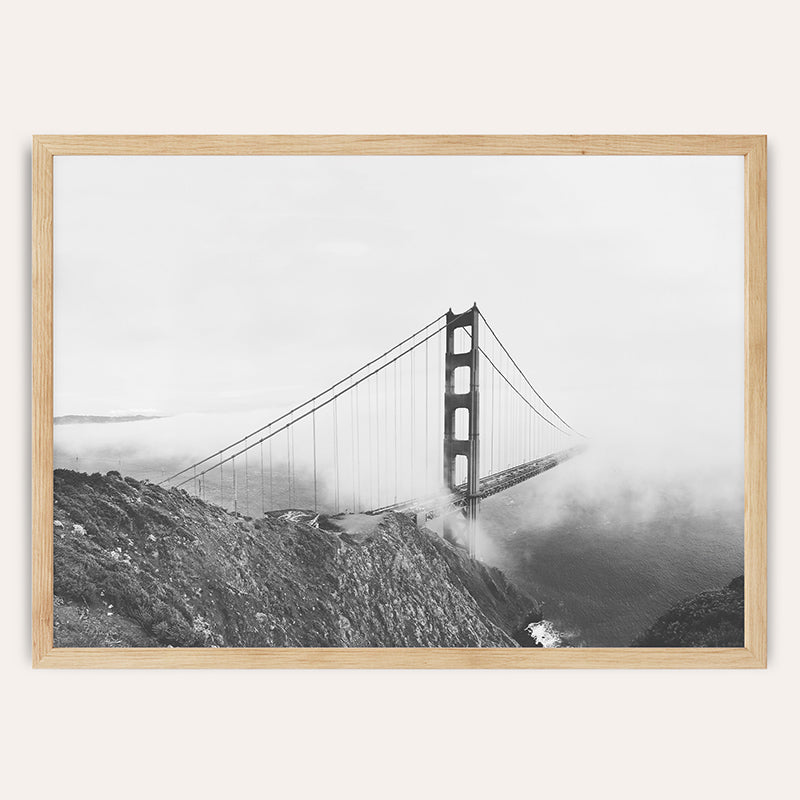 Golden Gate BW / Framed Print - Sisi And Seb - Framed Prints