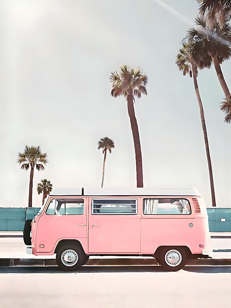 Pink Surfer Van Art Print