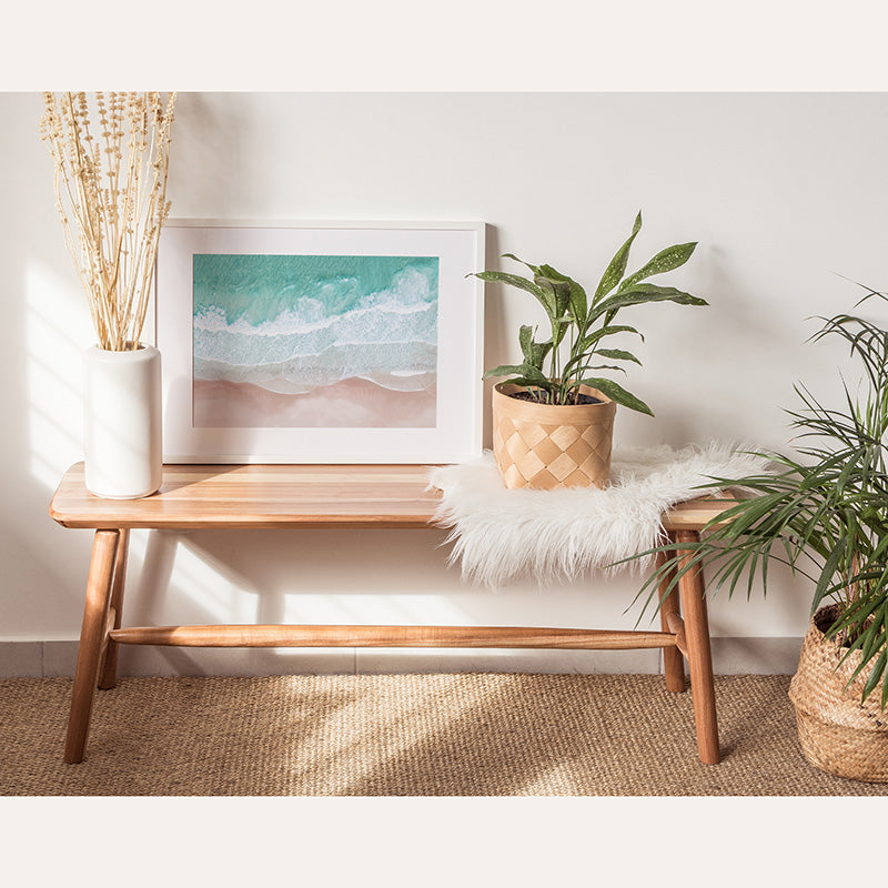 a painting of a beach with waves coming in from the ocean