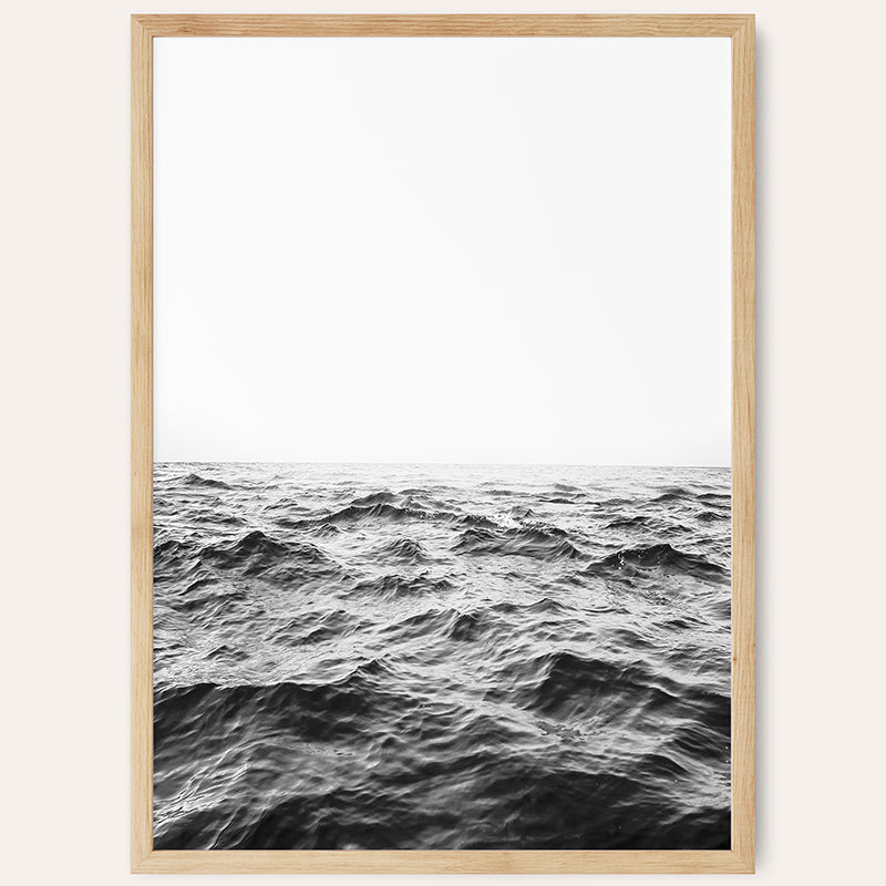 Wavy Horizon BW Vertical / Framed Print - Sisi And Seb - Framed Prints