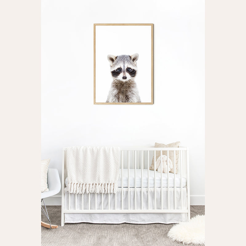 a picture of a raccoon in a baby&#39;s room