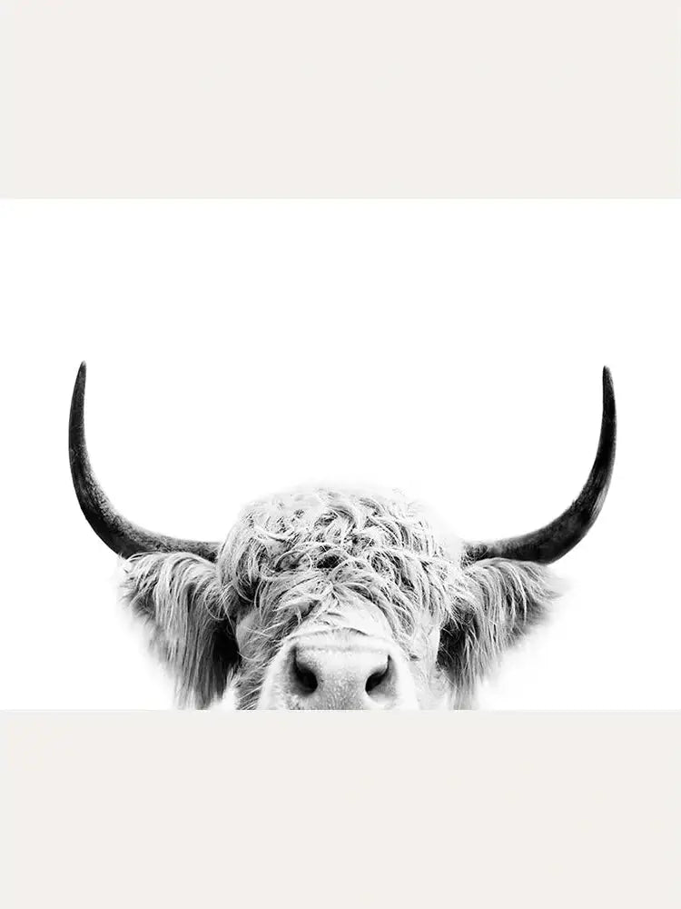 Peeking Cow BW Art Print