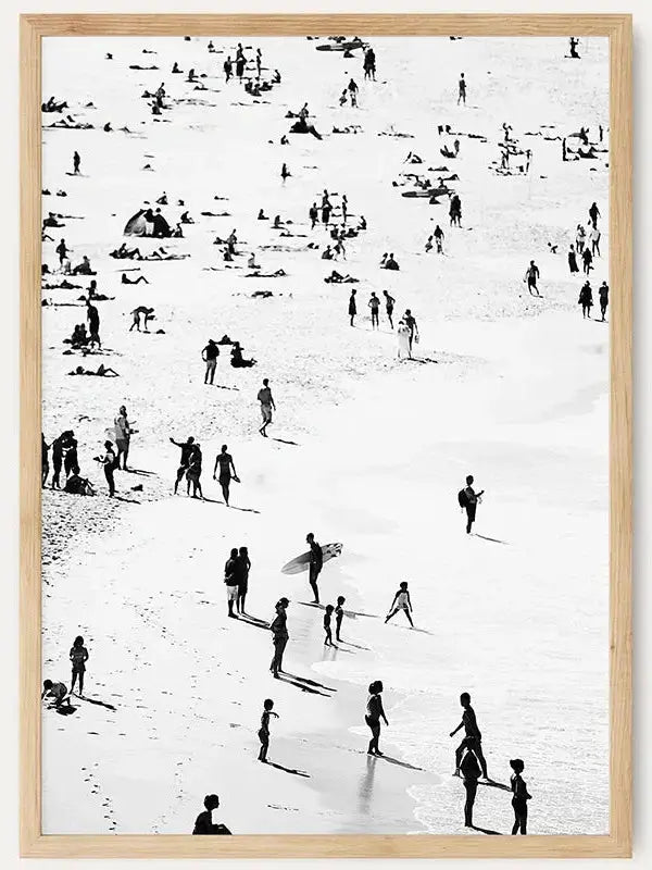 People on the Beach BW /  FRAMED PRINT