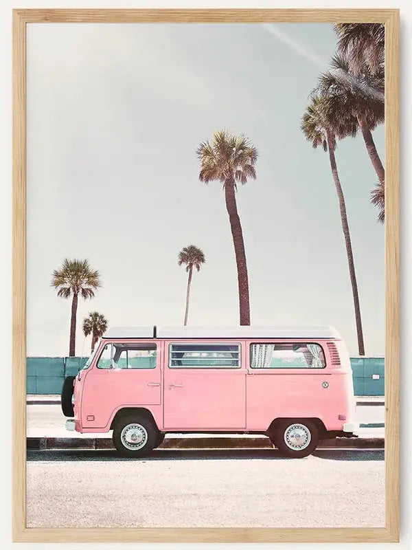 Pink Surfer Van/  FRAMED PRINT