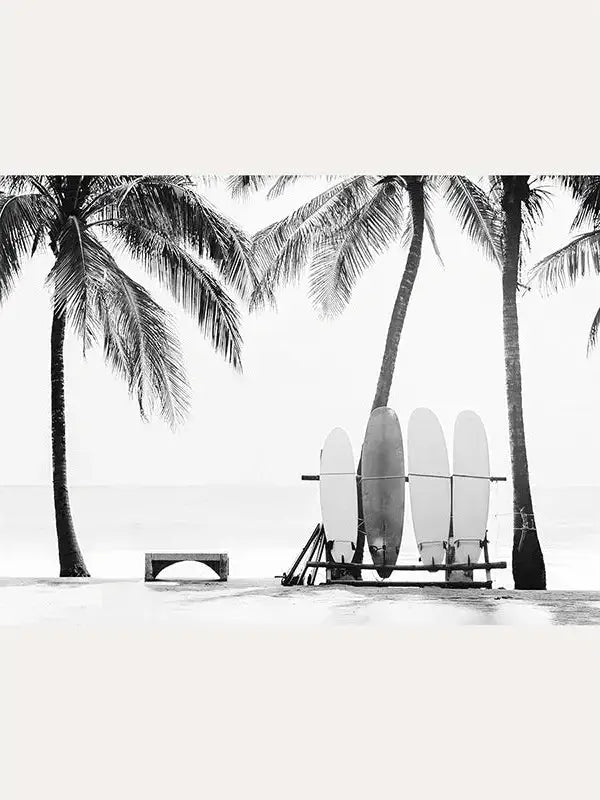 Surfing in Hawaii BW Art Print