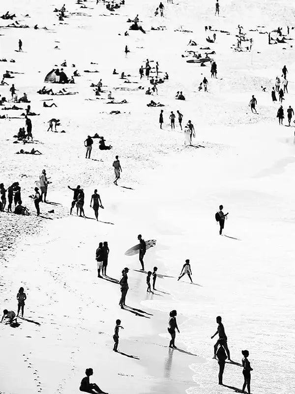 People on the beach BW Art Print