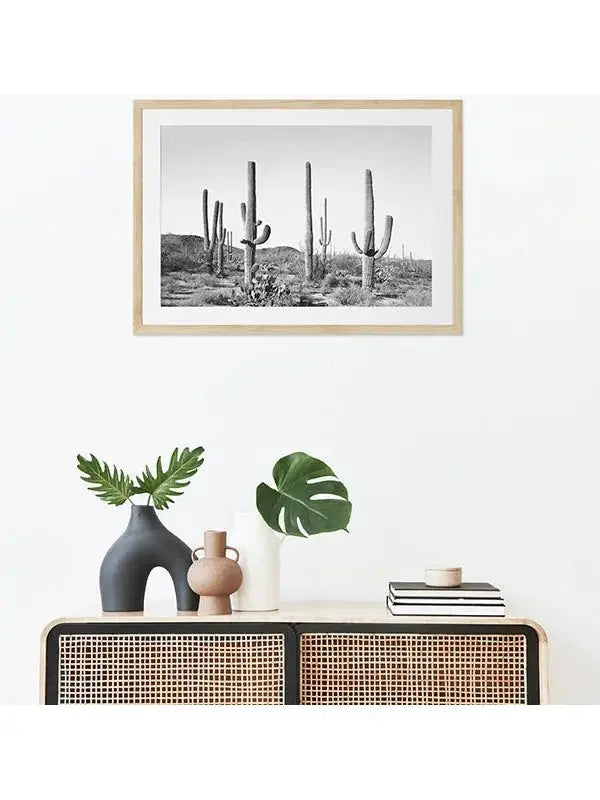 Grey Cactus Land /  FRAMED PRINT