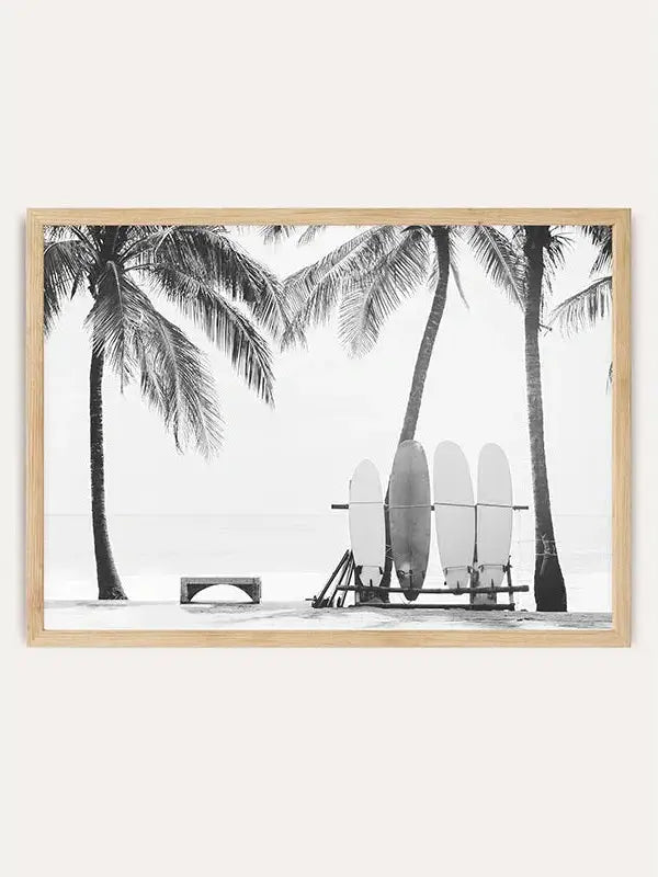 Surfing In Hawaii BW/  FRAMED PRINT